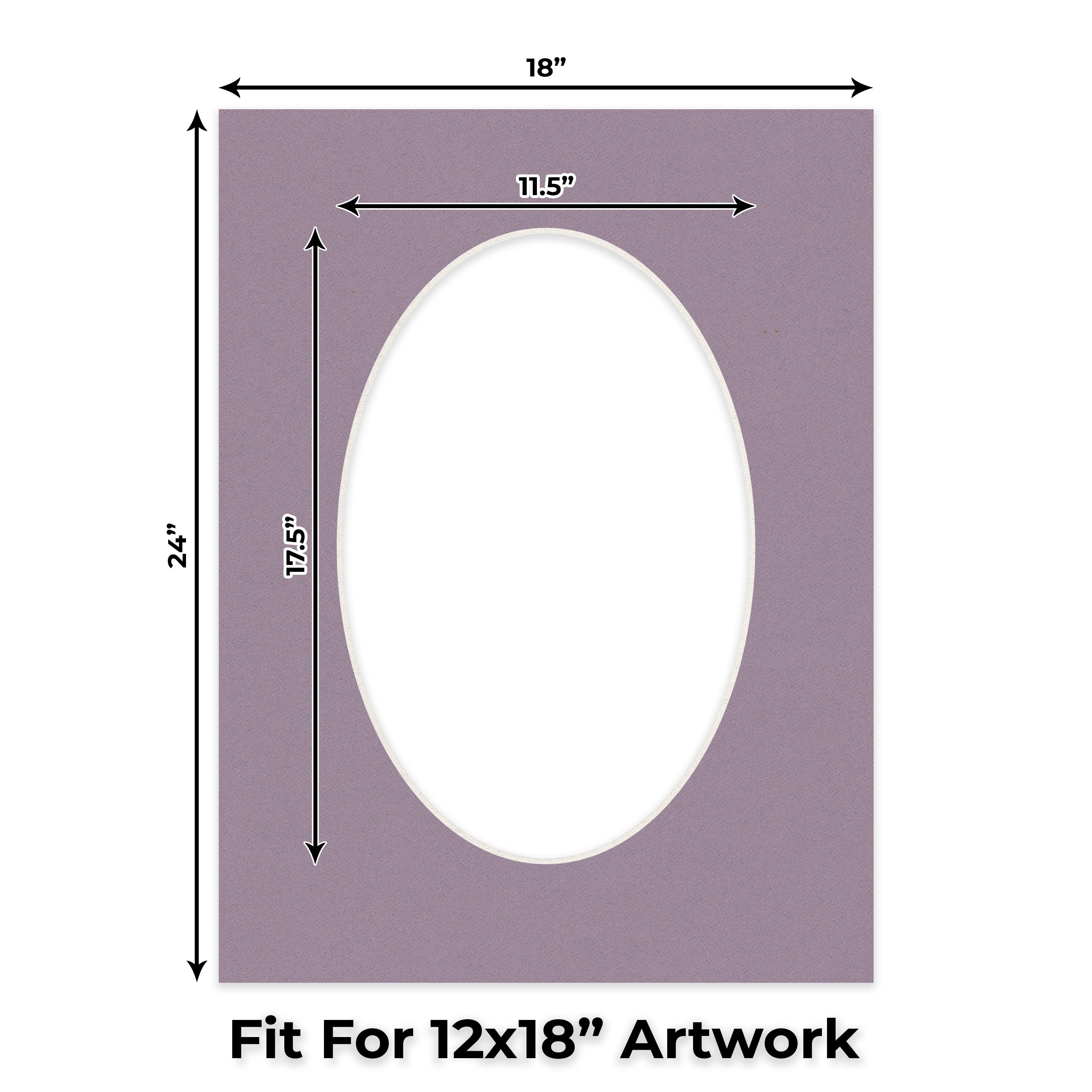 Grape Purple Picture Frame Mat for 18x24 Frames - Oval Opening for 12x18 Photos - 25 Mats