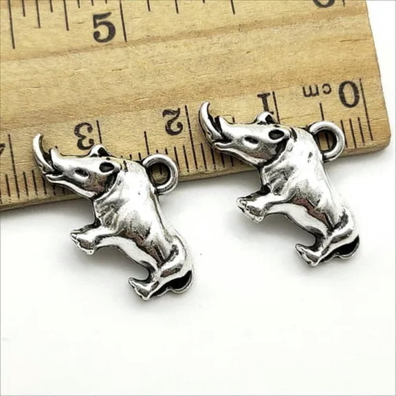 U8MO 6/20/50pc Rhino Antique Silver Charms Pendants for Jewelry Making 14*24mm-50pcs