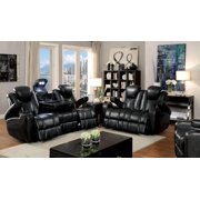 Transitional Dark Gray Breathable Leatherette Power Sofa and Loveseat FOA Zaurak