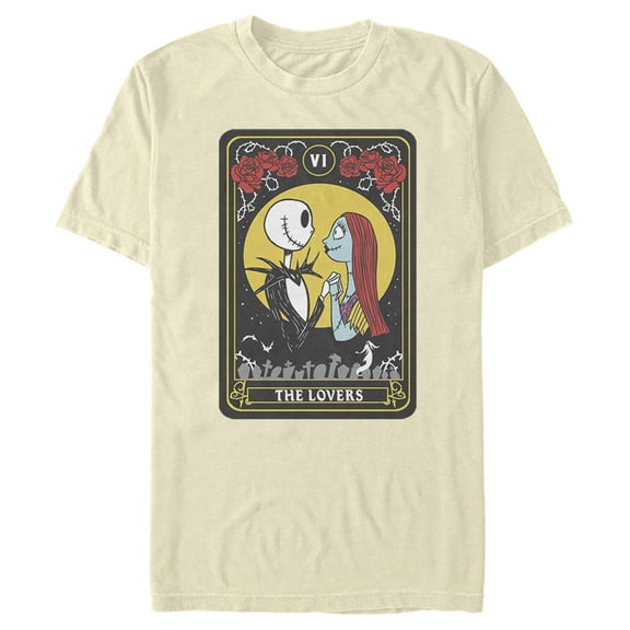 Men's The Nightmare Before Christmas The Lovers Tarot Card Graphic Tee Beige Medium