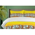thumbnail image 4 of Ambesonne Bike Duvet Cover Sets, Riding Bicycles in Woodland, 2-King, Yellow and Multicolor, 4 of 7