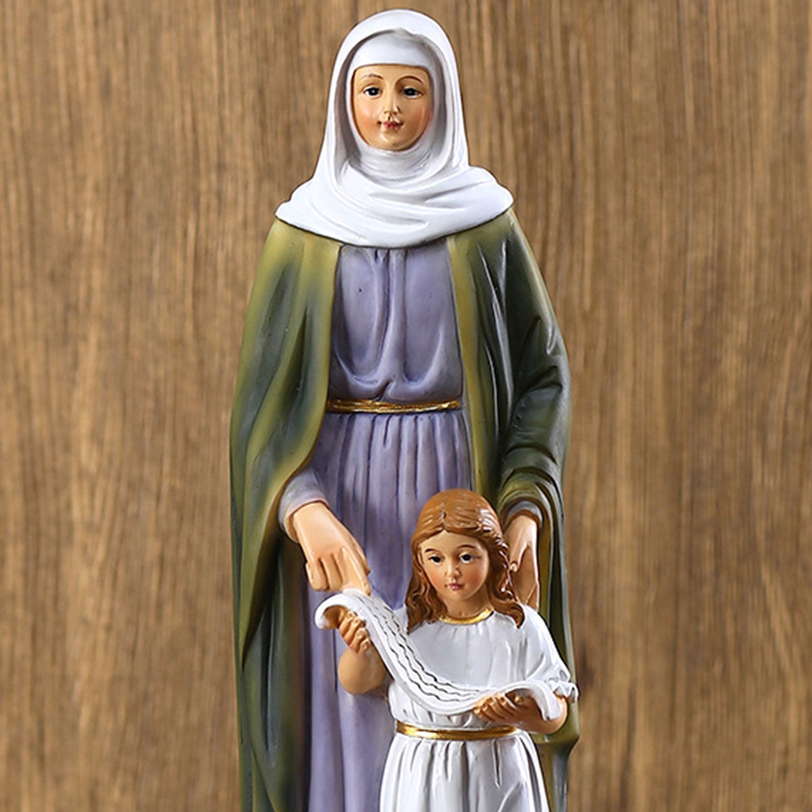 Oasiva Virgin Mary with Saint Anne Blessed Catholic Sculpture Resin Christian Statue for Home Living Room Garden Church Decoration Religious Gift