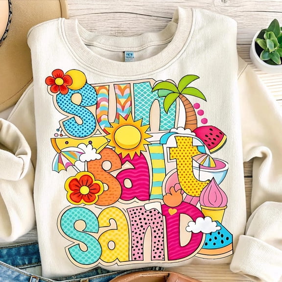 Sun, Salt, and Sand Sweatshirt, Retro Summer Beach Sweatshirt, Summer Vibes Sweatshirt, Beach Vibes Sweatshirt