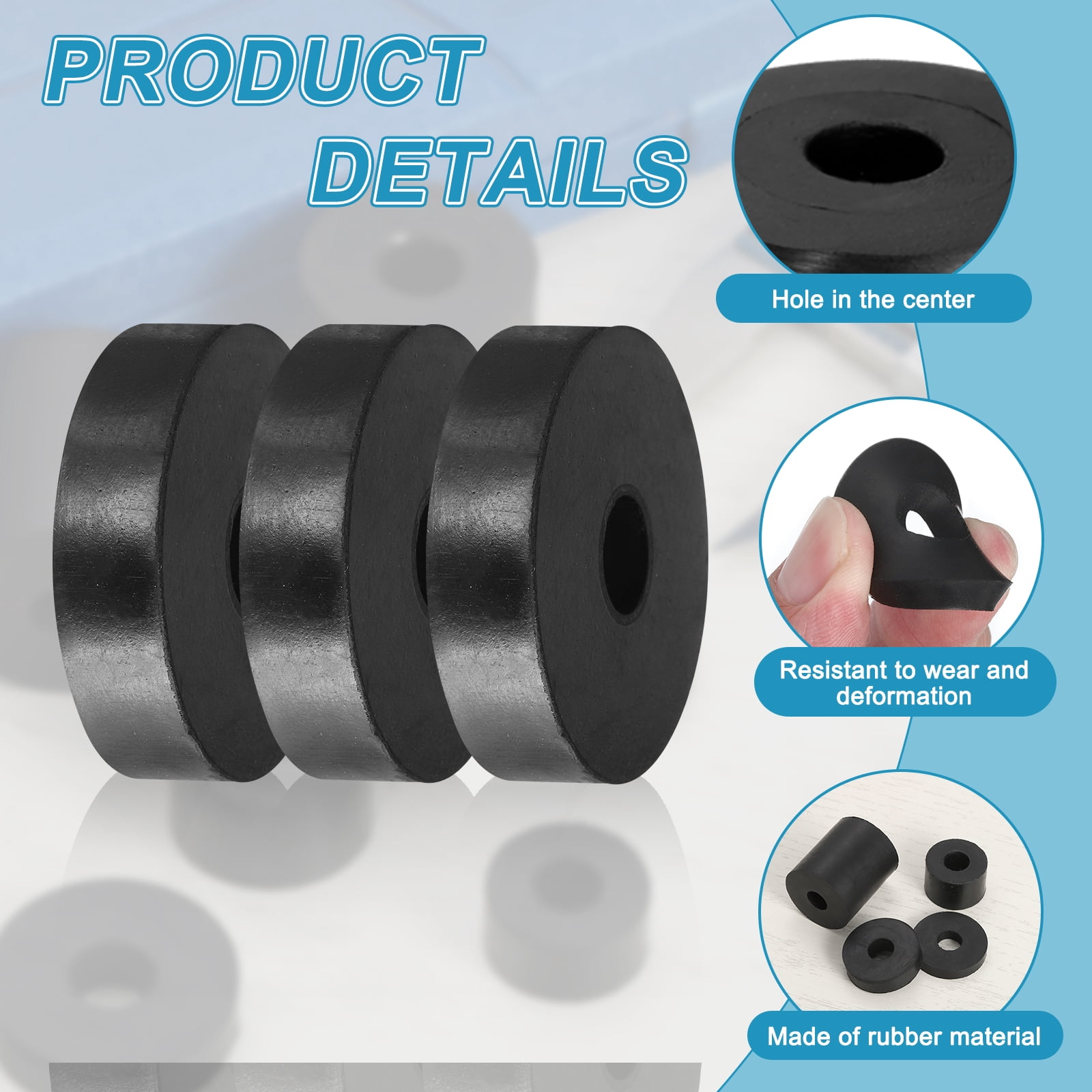 24pcs Rubber Spacers 40mm OD x 10mm ID x 10mm Height Round Anti Vibration Spacer