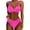 Hot Pink1363/A, variant on oqasdz Solid Color Women Two Piece Bathing Suits Push Up Bikini Sets Swimsuit Vintage Swimwear Boho Female Beachwear