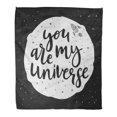 thumbnail image 1 of HATIART Flannel Throw Blanket You are My Universe Typographical Lettering Moon Silhouette Rocket Soft for Bed Sofa and Couch 58x80 Inches, 1 of 1