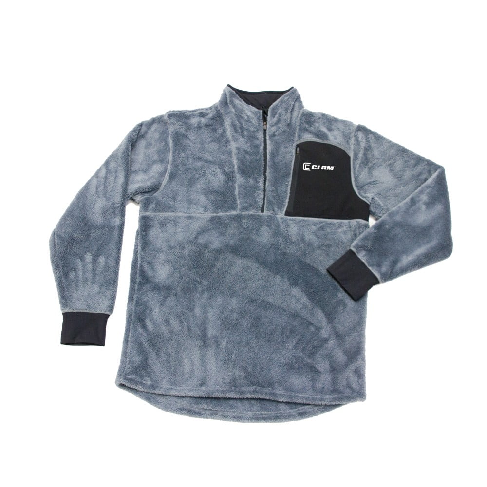 New Clam Outdoors Base Layer Poly Sub Zero High Pile Fleece Top Grey by Clam Outdoors