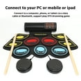 thumbnail image 3 of Likegreen Electric Kids Drum Set with 9 Pads, Stand, Music Recording, Light-Up Sticks, 3 of 7