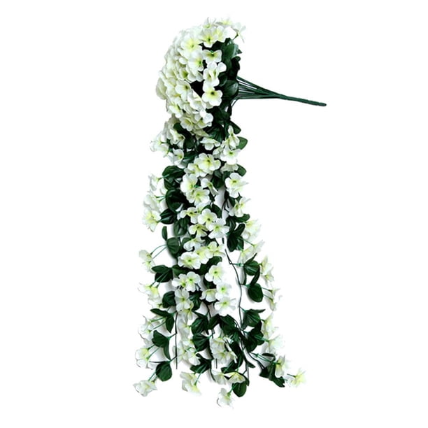 1 MANOJO DE GUIRNALDA COLGANTE DE VIOLETA ARTIFICIAL, DECORACIÓN DE FLORES DE VID Blanco