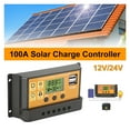 thumbnail image 2 of 100A Solar Controllers Smart Home Solar 12V/24V Char Controller PWM Controllers LCD Dual USB Output Solar Panel PV Regulator ,Excellent Performance and Stability, 2 of 7