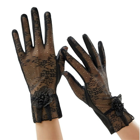 Yanyanz Gloves Mittens, Women's Gloves Lace Summer Thin Ice Gloves, Gloves Black One Size