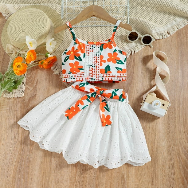Winter Savings Clearance PEZHADA Girl Winter Dress for Toddler Toddler Dress Girls Dresses Toddler Baby Girls Fashion Cute Flowers Print Lcae Hollow Out Skirt Suspenders Top Suit White 12 18 Months Wa...