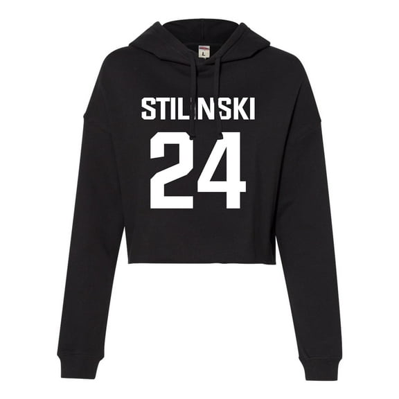 Womens Stilinski LaCrosse #24 Cropped Hooded Sweatshirt