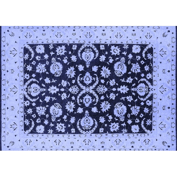 Ahgly Company Machine Washable Indoor Rectangle Oriental Blue Traditional Area Rugs, 4' x 6'