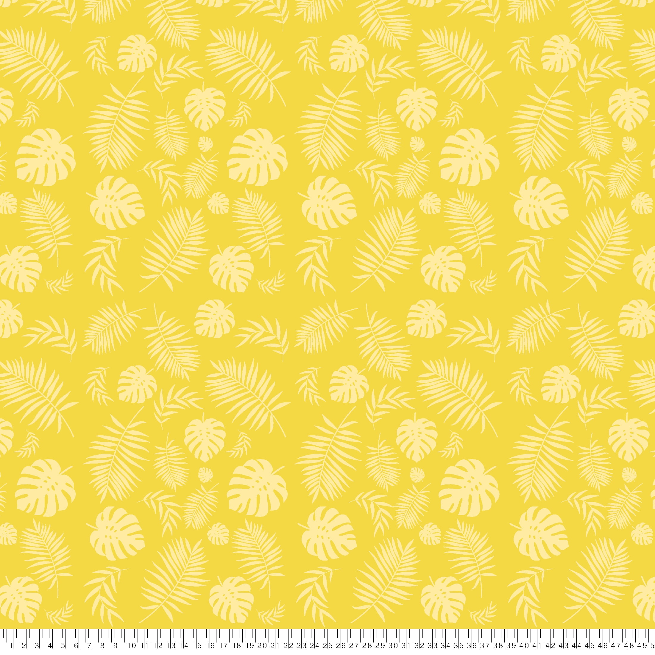 59" x 1 Yard Precut Microfleece Fabric, 100% Polyester, Yellow Tropical Leaves Design