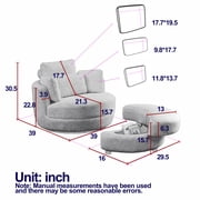 ARCTICSCORPION Modern Fabric Solid Print Swivel Accent Chair with 4 Pillows, Grey Teddy