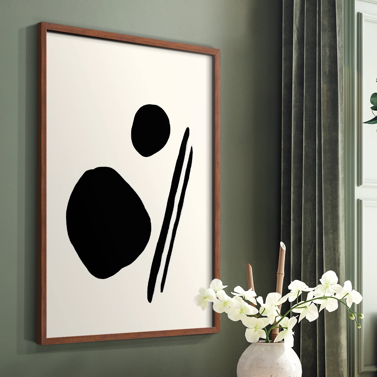 Sticks & Stones III V30 Framed Print in Brown Solid Wood Framed Print No Nail Hanging
