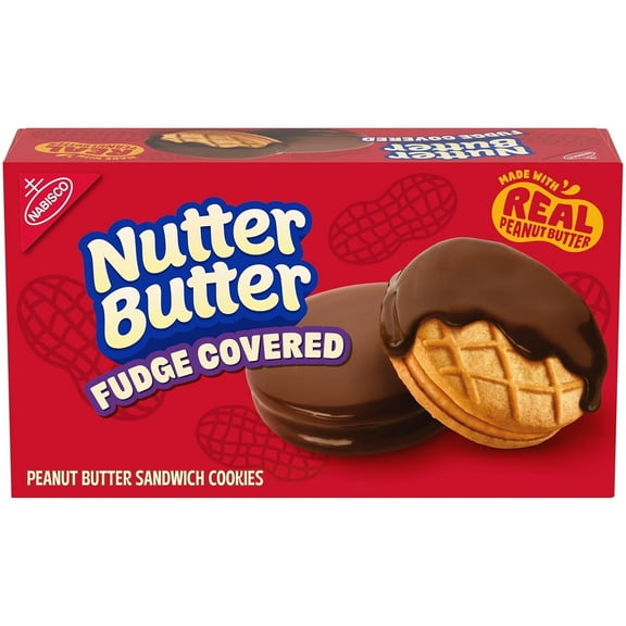 NUTTER BUTTER Fudge Covered Peanut Butter Sandwich Cookies, 7.9 oz