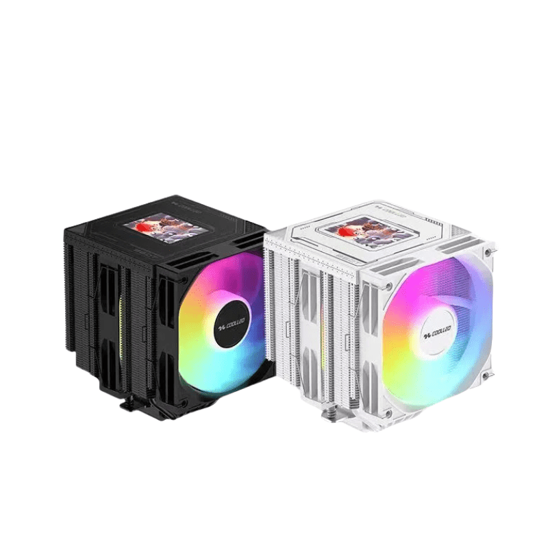 COOLLEO B60T LCD BLACK ARGB Screen Display Air-Cooled  Radiator , CPU Air cooler ,WHITE CPU heat sink i7 LGA1851 AM5 9800x3d