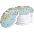 thumbnail image 1 of RYLABLUE Sea Shells Starfish on Teal Wooden Board Beach Set of 4 Car Coaster for Drinks, Absorbent Ceramic Stone Coasters Cup Mat with Cork Base for Home Kitchen Room Coffee Table Bar Decor, 1 of 5