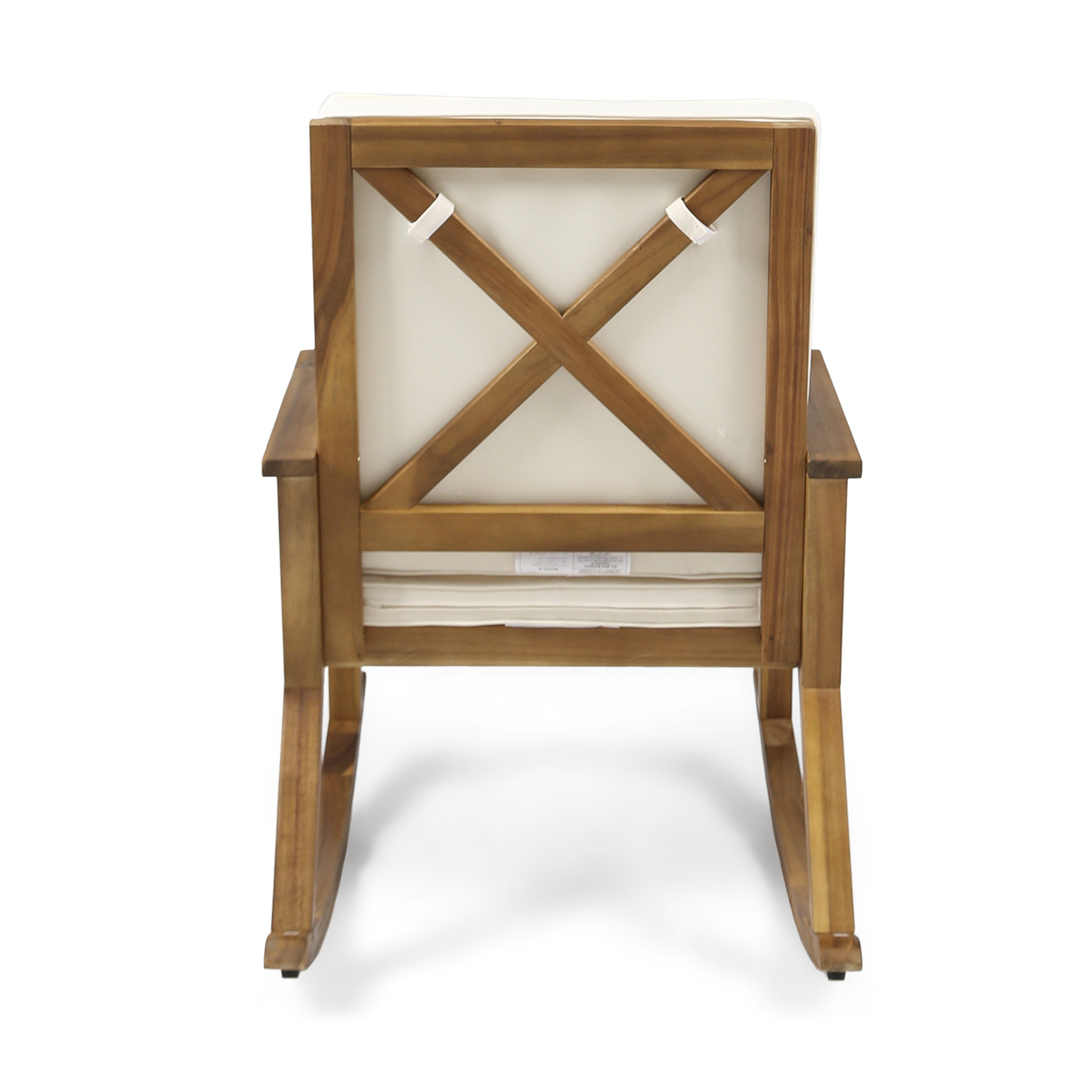 Alize Outdoor Acacia Wood Rocking Chair and Side Table, Teak and Cream - image 4 of 7