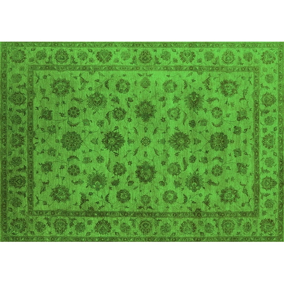 Ahgly Company Indoor Rectangle Oriental Green Industrial Area Rugs, 7' x 10'