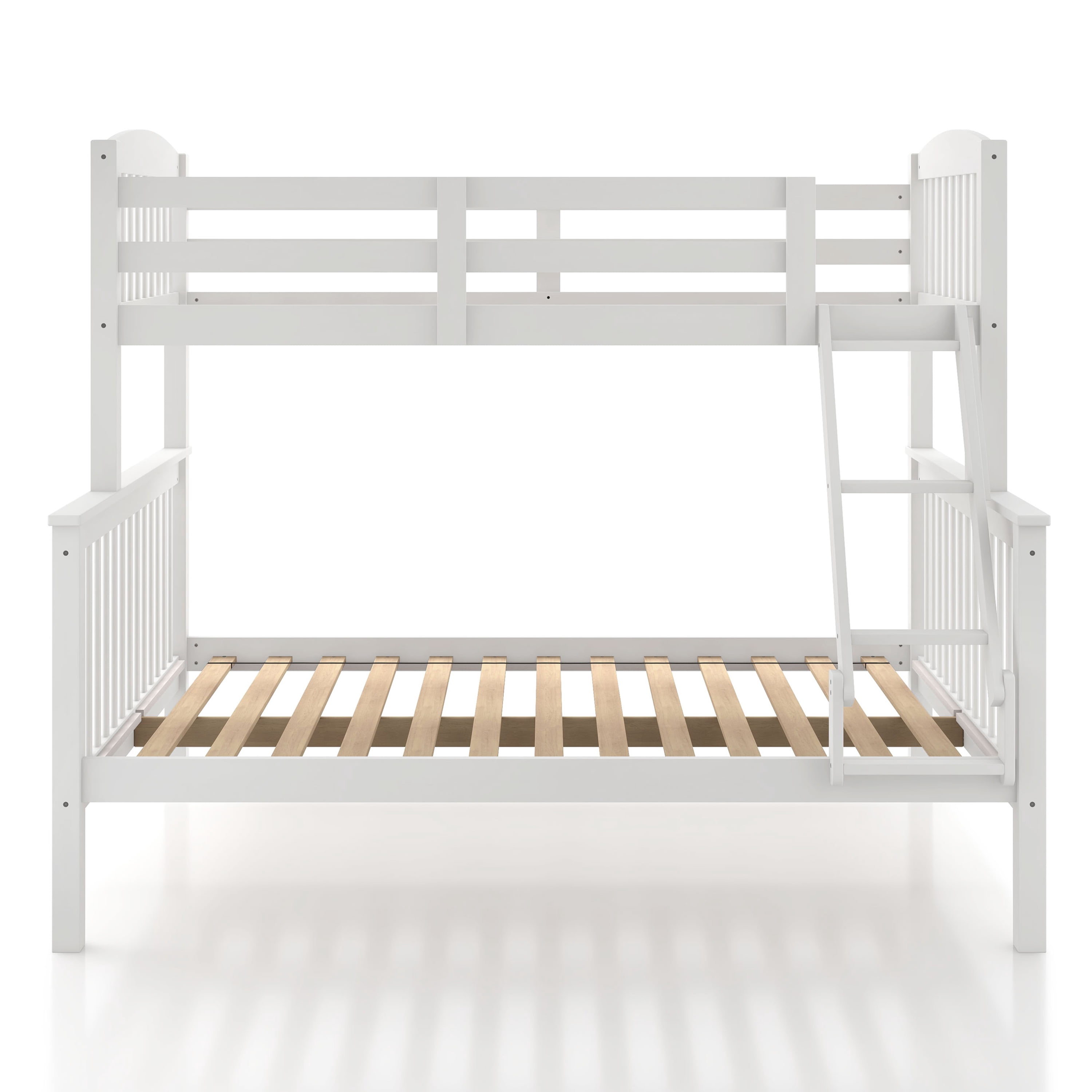 Furniture of America Aida Twin over Full Kids Wood White Bunk Bed with Ladder