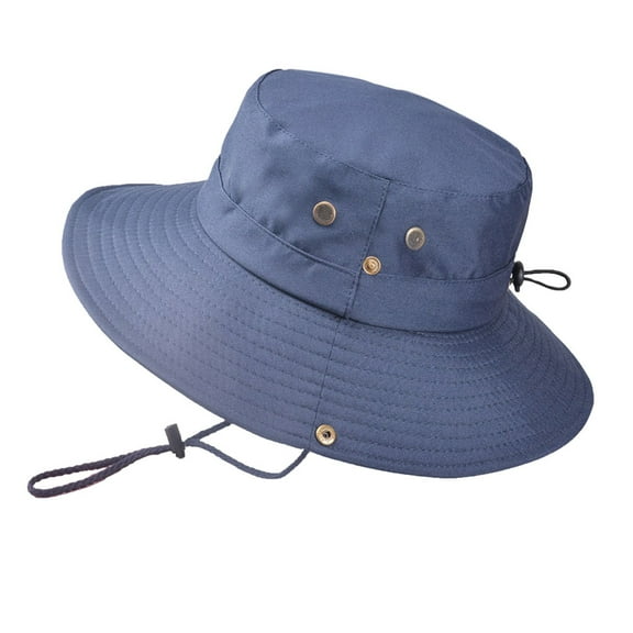 Blue Bucket Hats Summer Outdoor Sun Hat Bucket Boonie Cap Solid Adjustable Fishing Hat