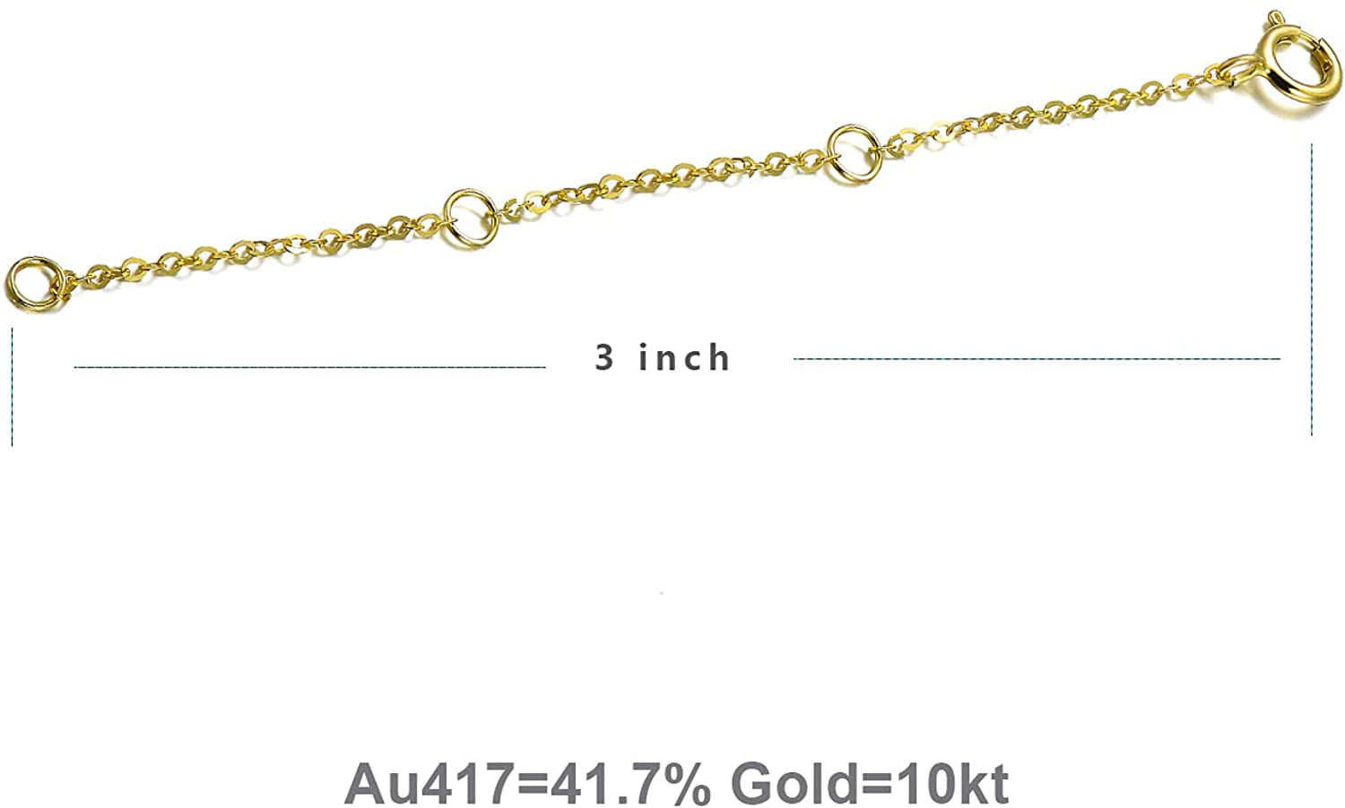 Solid Gold Adjustable Extension Chain for Necklace Bracelet Anklet Durable Strong Removable Chain Extender 14K Yellow Gold 1 2 3 Necklace Bracelet Extender Chain