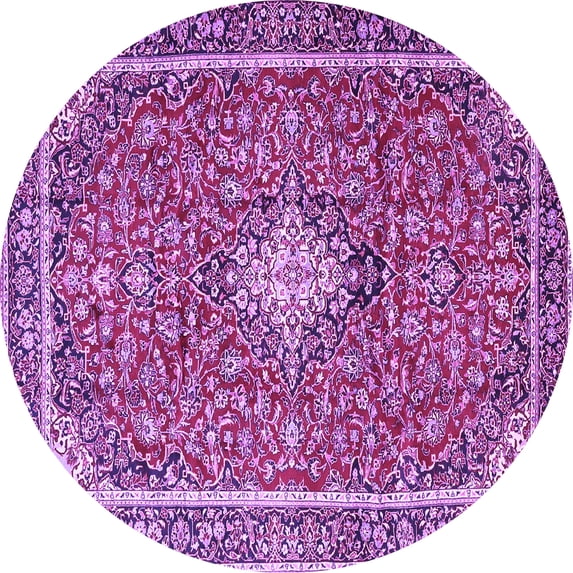 Ahgly Company Indoor Round Medallion Purple Traditional Area Rugs, 7' Round