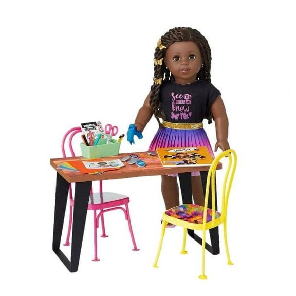 American Girl Doll Table & Chairs World by Us Community Center Furniture Set for 18 inch Dolls