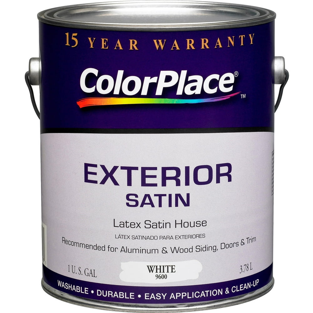 ColorPlace Exterior Satin Paint, White, 1 Gallon Walmart
