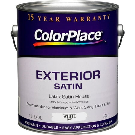 ColorPlace Exterior Satin Paint, White, 1 Gallon