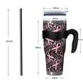 thumbnail image 4 of 40oz Tumbler,Breast Cancer Survivor Pink Ribbon Black Insulated Tumblers with Removable Handle,Stainless Steel Double Vacuum Coffee Tumbler Cup with Straw for Home,Office,Travel,Party, 4 of 5