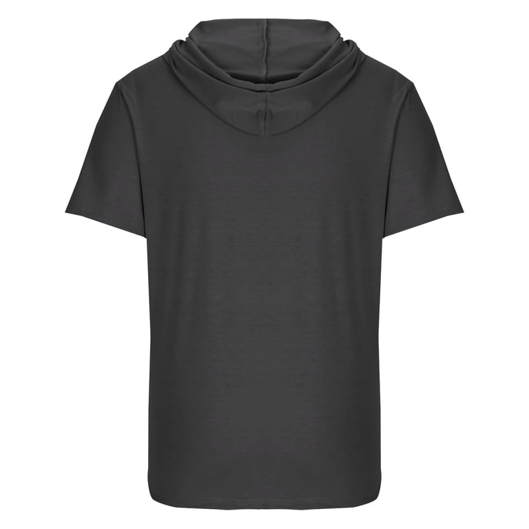 ohmzyzo Men's Solid Hooded Tosp Summer Half Sleeve T-Shirts Casual