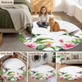 thumbnail image 6 of 5ft Washable Round Rug, Summer Tropical Plants Non-Slip Circle Area Rug for Living Room Bedroom, Pink Floral Hummingbird Indoor Floor Mat for Home Decor, 6 of 9