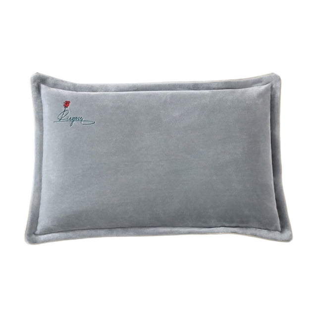 Velvet Pillowcase 18.9 in x 29.13 in Soft Polyester Plush Embroidered Rose Design Removable Washable for Winter Bedding