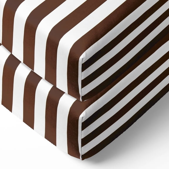 Crib or Toddler Bed Fitted Sheet 100% Cotton Percale, Dots Stripes Houndstooth Chocolate