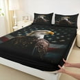 thumbnail image 3 of Castle Fairy Animal Eagle Twin Sheet Sets 3pcs for Kids Teens,Abstract Vintage US Flag Twin Fitted Sheet Microfiber,Retro Stripes Stars Print Breathable Flat Sheet,Breathable Home Decor, 3 of 7