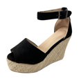 thumbnail image 1 of Womens Espadrilles Wedges Sandals Heels Open Toe Platform Buckle Ankle Strap Summer Dress Shoes, 1 of 9