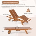 thumbnail image 3 of Gymax Lot de 2 Chaises Longues d'Extérieur avec Roues, Dossier Réglable, Zone pour les Pieds pour Terrasse, 3 of 10