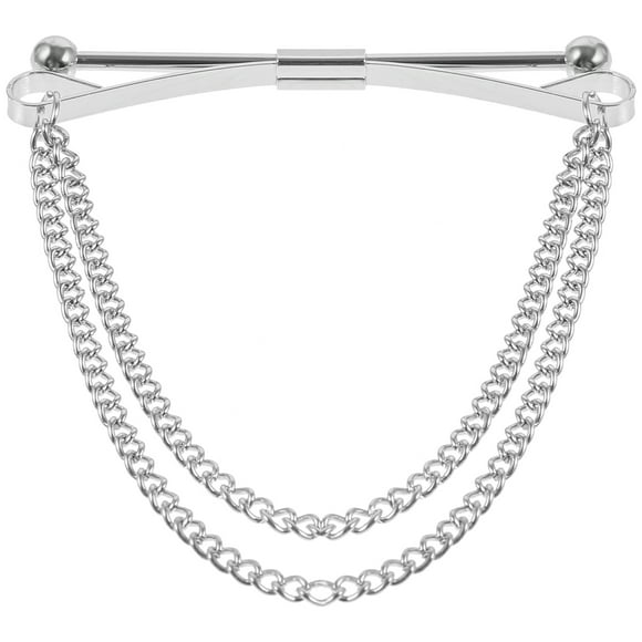 KAKOWELY Collar Bar Pin Mens Suit Tie Pin Necktie Pin Business Shirt Collar Stay Pin with Chain Metal Collar Pin,2.76X"X2.44"X0.12"