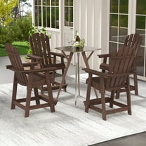 Gymax 4PCS Bar Stool HDPE Chair w/ Armrest Footrest Home Indoor Outdoor Patio Brown