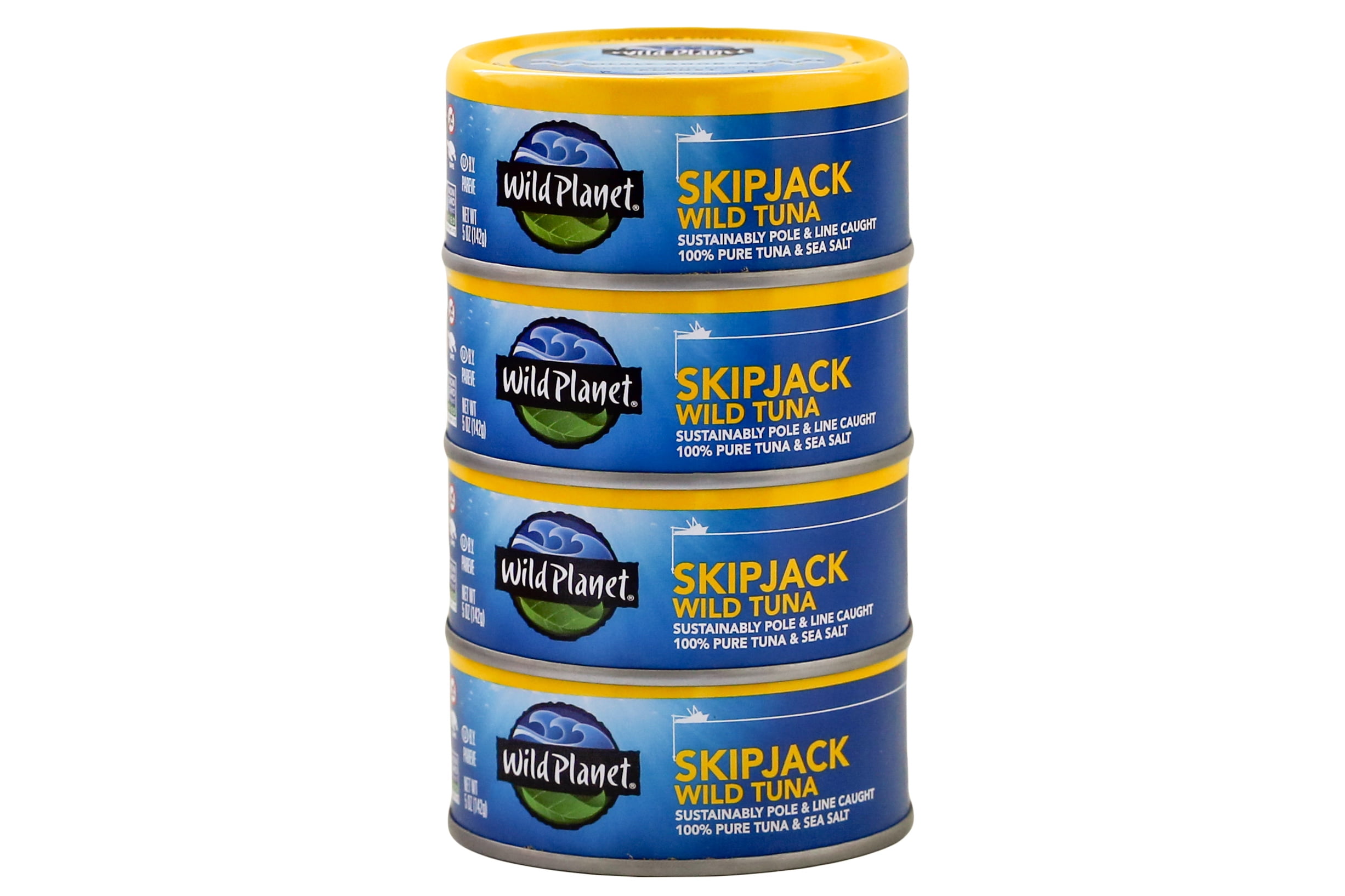 (4 Cans) Wild Planet, Skipjack Wild Tuna, No Salt Added, 5oz Cans