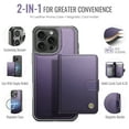 thumbnail image 2 of Dteck for iPhone 13 Wallet Case Magnetic Card Holder, RFID Blocking 2 in 1 Detachable Kickstand Shockproof Cover for Women Men Compatible with Magsafe Accessory, Purple, 2 of 10