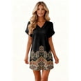 thumbnail image 6 of Women's Floral Print V-Neck Short Sleeve Casual Dress with Pocket, Pullover Summer Dress, Lightweight Comfort Fit, Fashion Ladies Clothing,Black,XL, 6 of 8