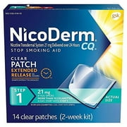 NICODERM CQ NicoDerm Transdermal System Stop Smoking Aid Clear Extended Patches, 14ct