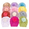 thumbnail image 3 of Shenmeida Newborn Baby Girl Threaded Bronzing Flower Hat Cotton Baby Bow Beanie Spring Hats for Toddler, 3 of 5