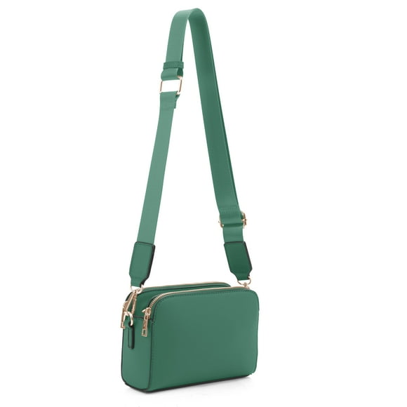 Bandolera EVVE con triple cremallera Small Camera Kelly Green