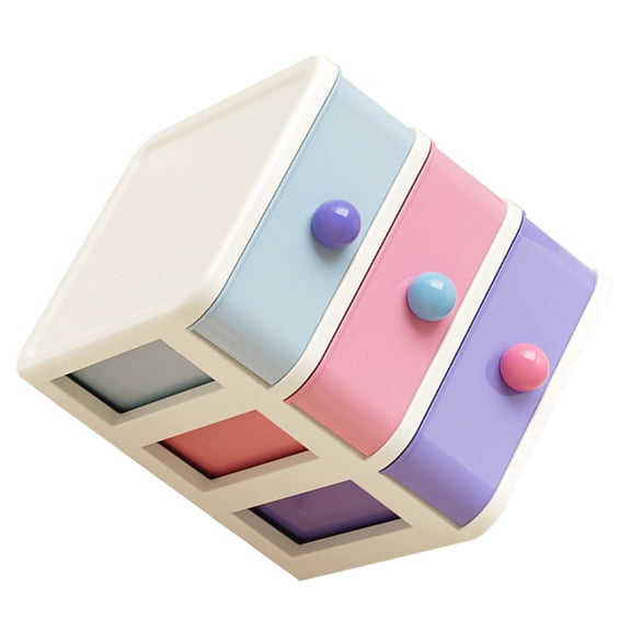 RENACLIPY Multi Color 3 Drawer Storage Box for Desktop Office and Vanity Organization